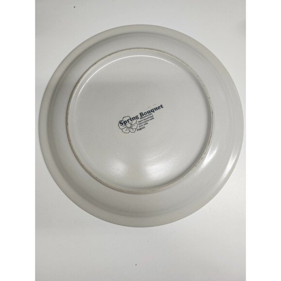 12" Stoneware Chop Plate, Serving Dish Spring Flowers Neutral Floral Retro - Picture 2 of 3